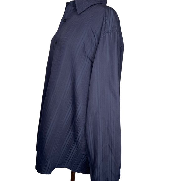 NWT Axcess A Claiborne Co Men’s XL dress shirt blue pinstripes collar button dow - Picture 9 of 16